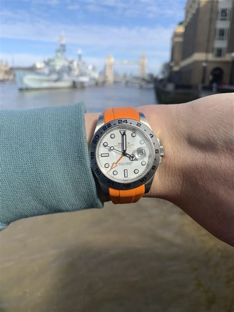 rolex exporer ii polar on rubber b|[Rolex] Ready for summer with the Explorer II Polar on an orange .